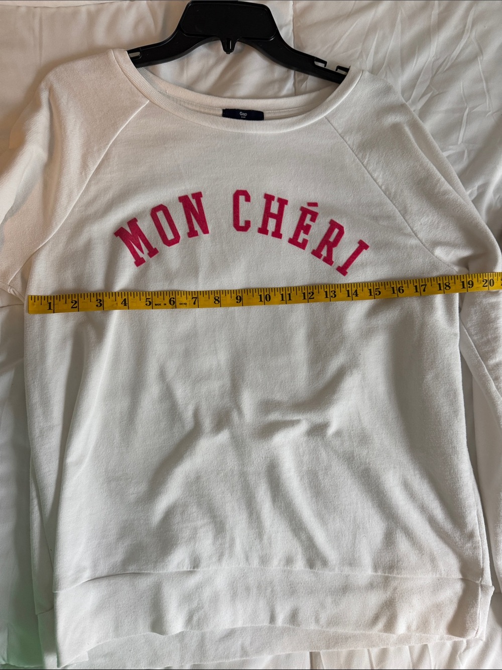Gap Mon Chéri French Script Sweatshirt - White with Red Lettering - Picture 4 of 5